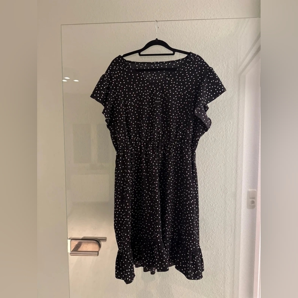 Black Polka Dot Flutter Sleeve Dress